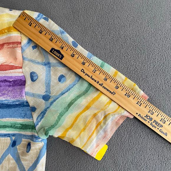 Vtg 80s 90s Two Potato Artsy A Line Midi Dress M Petite Sheer NOS Coastal Pastel - Picture 12 of 16